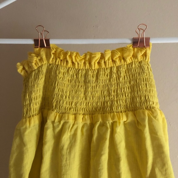 Iris Basic Yellow Eyelet Strapless Dress - Picture 7 of 9